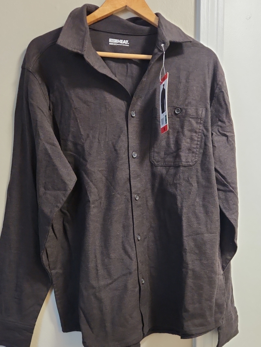32 Degrees Men’s Long-Sleeve Button-Down Shirt — Dark Charcoal